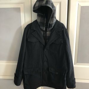 Buffalo Men’s Hooded Single Breasted Pea Coat